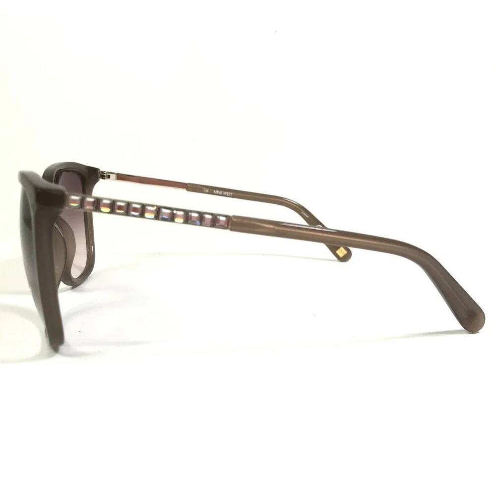 Nine West Sunglasses NW609S 272 Milky Taupe Brown Gold Frames with Purple Lenses